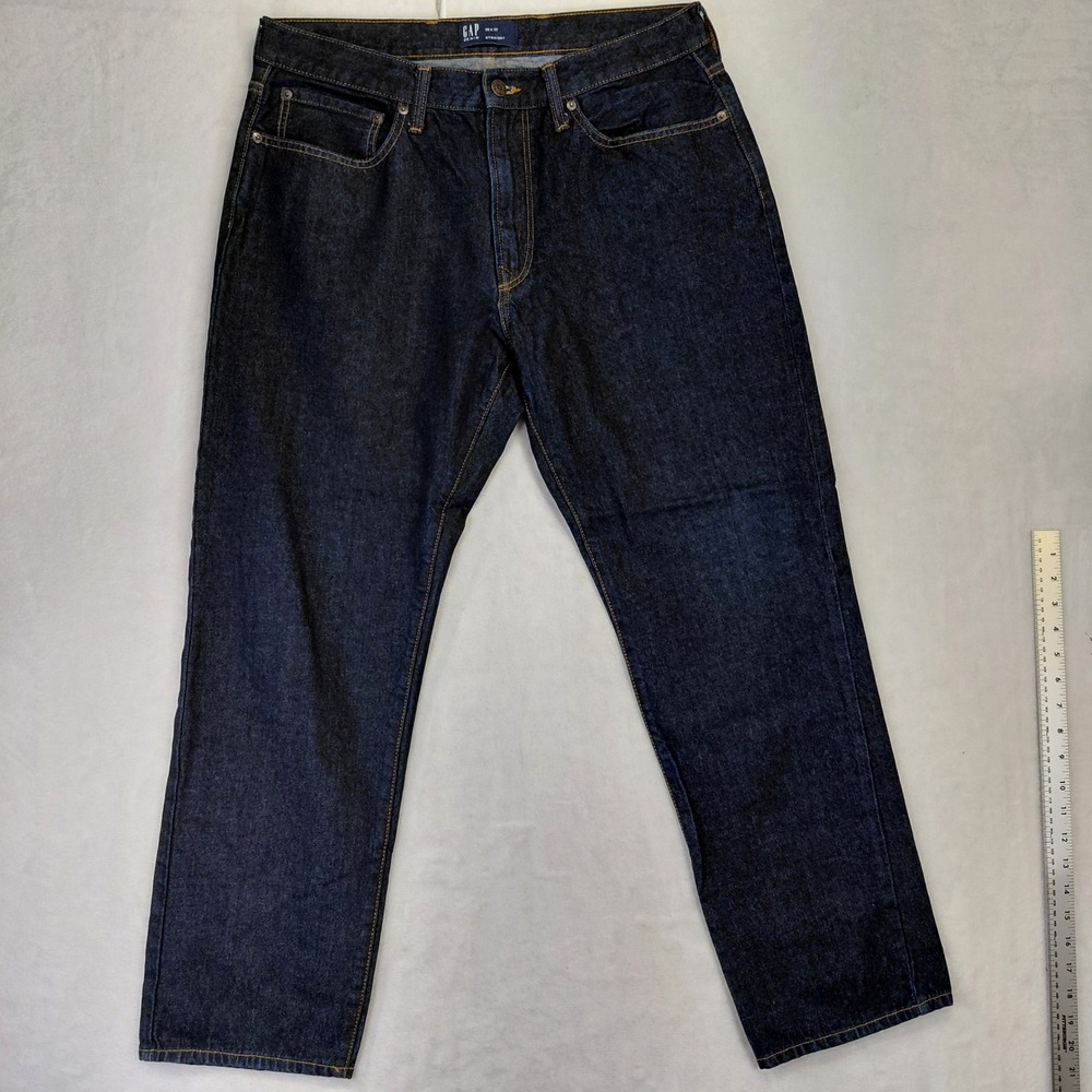 Gap Denim Straight Fit Dark Indigo Wash Mens Jeans 36x32